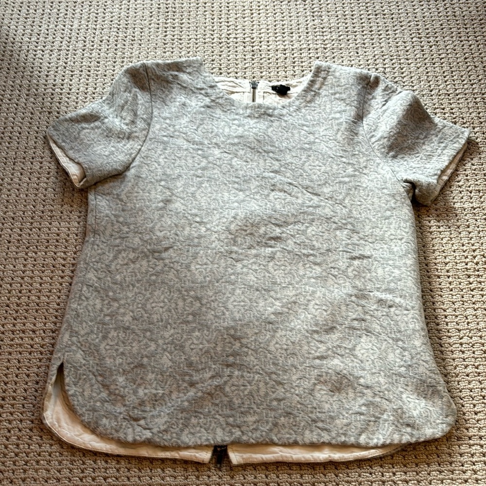 J.Crew Gray short sleeve shirt with zipper — M